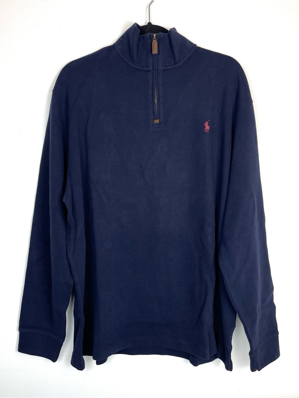 Polo Ralph Lauren 1/4 Zip Navy Blue Long Sleeve Pullover Red Pony Size 2XL